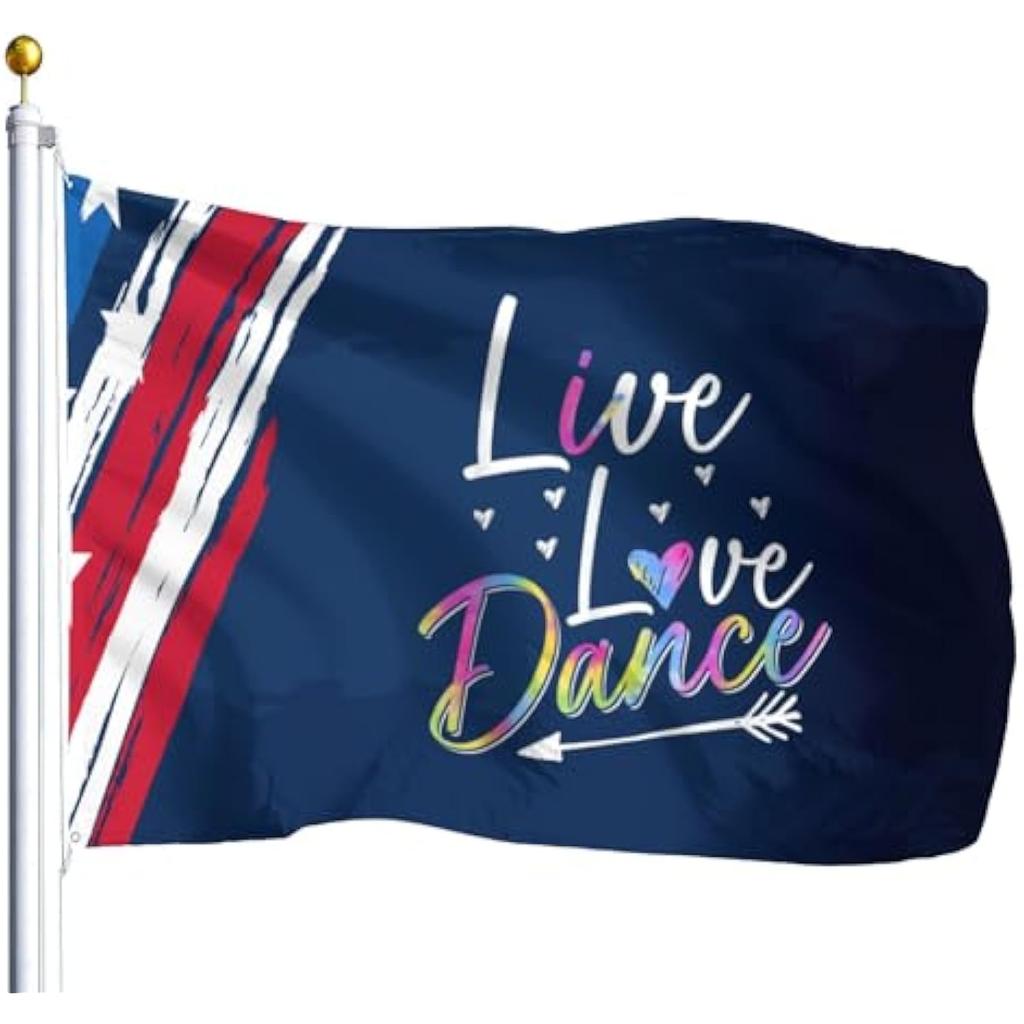 Live Love Dance Patriotic American Flag Outdoor Decoration Banner Single-sided Printing