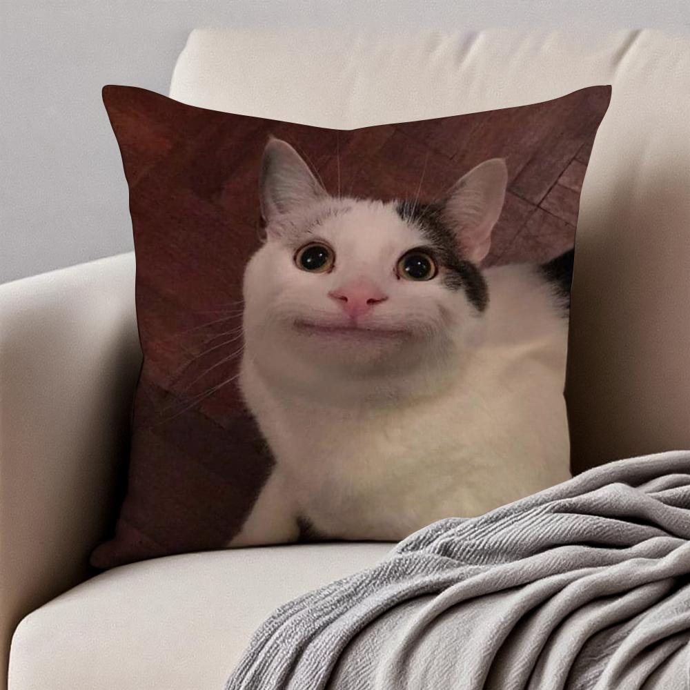Meme Funny Pet Cat Funny Memes Cushion Cover Pillowcase Antidustmite Invisible Zipper Short Plush Sofa Cushion