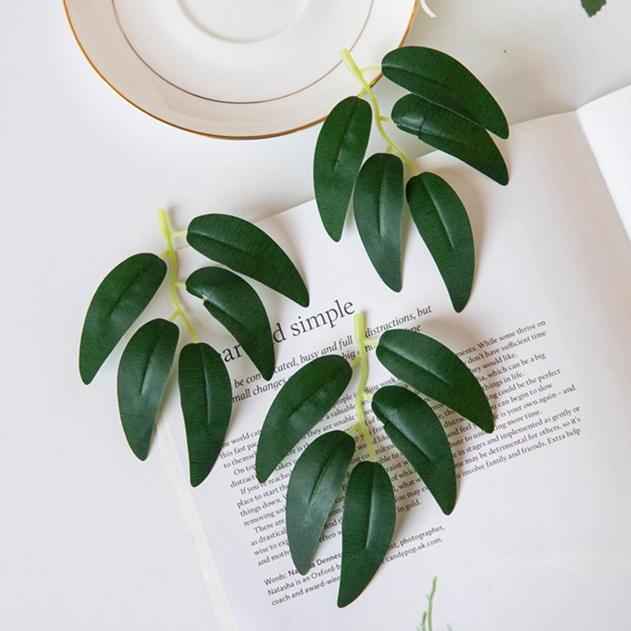50Pcs Artificial Plant Green Silk Flowers Willow Leaves Spring and summer Diy gift Decor Home Wedding bride bouquet Accessories