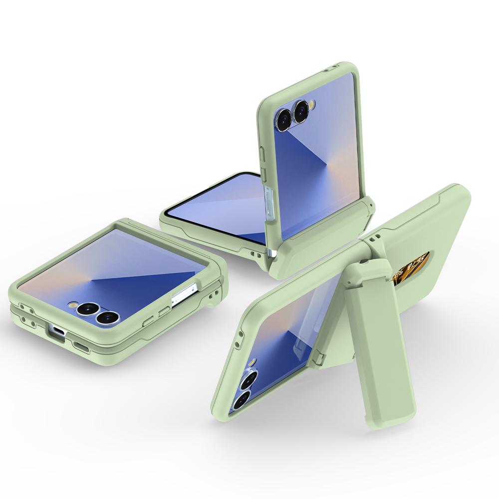 KEYSION Shockproof Case for Samsung Z Flip 7 6 5 5G Hard PC With Hinge Kickstand Card Slot Phone Cover for Galaxy Z Flip 5 6 7