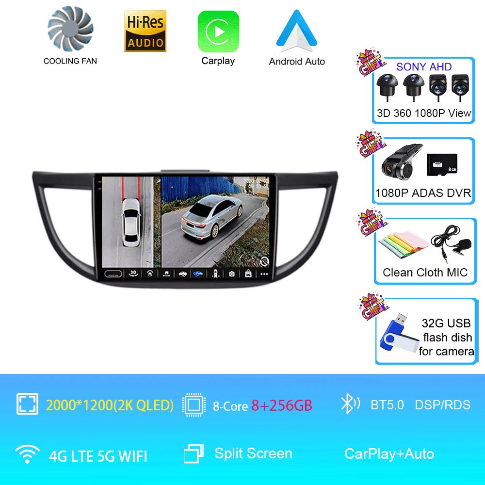 Android 14 Car Radio For Honda CRV CR-V 4 RM RE 2011 - 2018 Auto Multimedia Video Player Navigation stereo GPS QLED TouchScreen