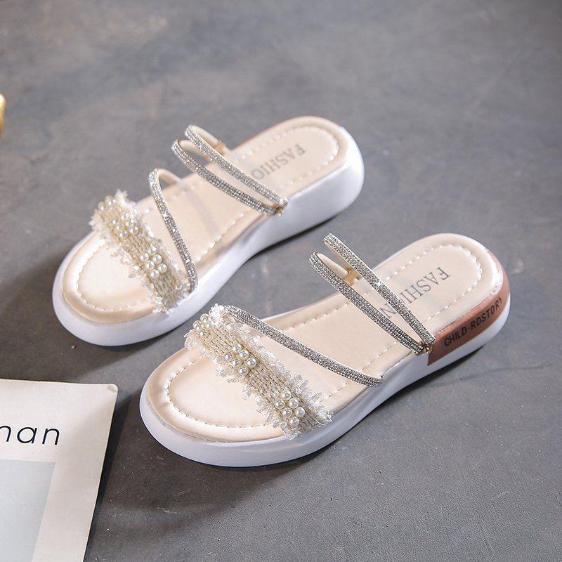 

Жемчужные женские сандалии Платформа Стразы Роскошная женская обувь Лето Корея Дизайнер Лучшие 2025 Противоскользящая Горячая Низкая Цена Обувь 35