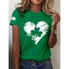 St.Patrick’s Day Cute Animal Women's T-shirt Green Lucky Clover 3D Print Crew Neck Outdoor Short Sleeve Women Clothing Tops