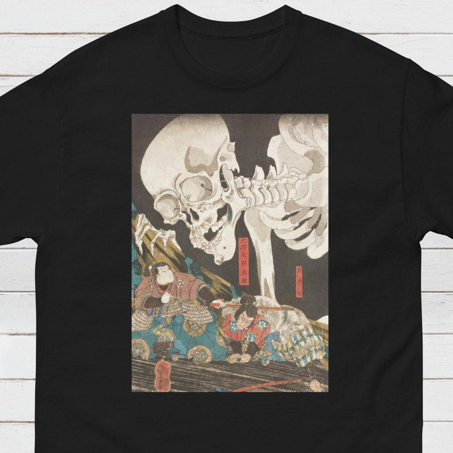 Ukiyo-e T-Shirt: Kuniyoshi Skeleton Specter, Japanese Woodblock Art M