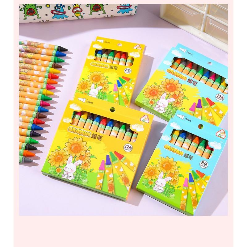 Kids Non Staining Drawing Crayons 12 Colors Oil Pastel Art Painting Tool Set