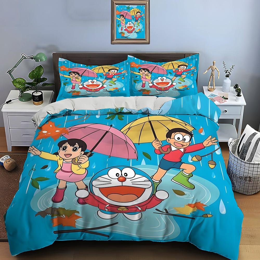 3Pc Multiple Styles D-Doraemon Cartoon Printed Bedding Set 1 Duvet Cover,2 Pillowcases Boys Girls Children Luxury Gifts