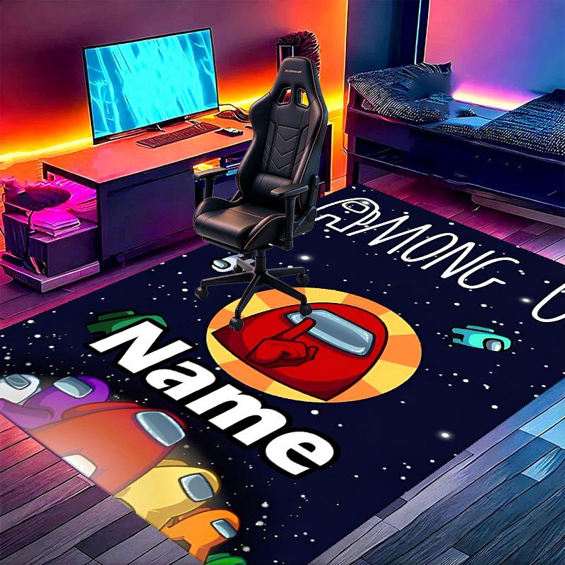 Custom Name Personalized Among Us Print Carpet, Versatile Home Decor Rug, for Playroom, Apartment, Balcony, Entryway, Hallway Gift