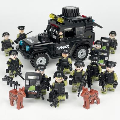 L-39 Nero SWAT Auto Piccole Particelle Fuoristrada Giocattolo per Bambini Blocchi di Costruzione per Bambole Giocattolo di Assemblaggio