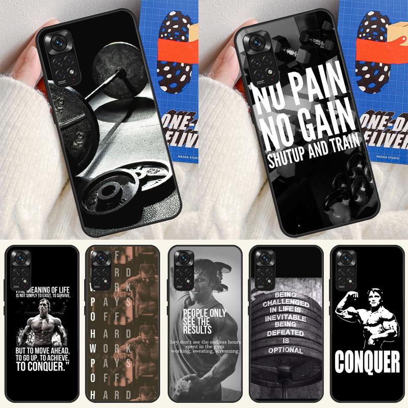 Workout Motivation Fitness Gym Quotes Case For Xiaomi Redmi Note 13 Pro 14 12 11 9 10 9S 10S 11S 12S Redmi 14C 13C 10C 12C Cover
