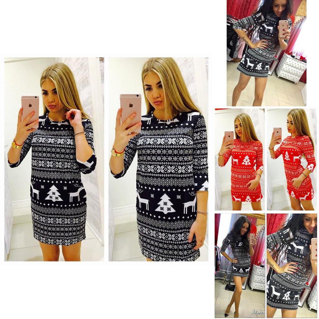 Luxurious Women Long Sleeve Knitted Sweater Sweatshirt Pullover Mini Jumper Dress