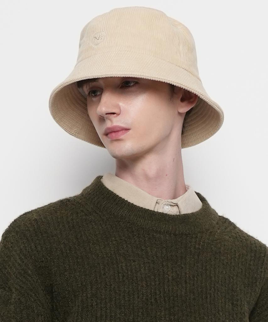 THE-ABON Men'S Corduroy Minimalist Bucket Hat Beige