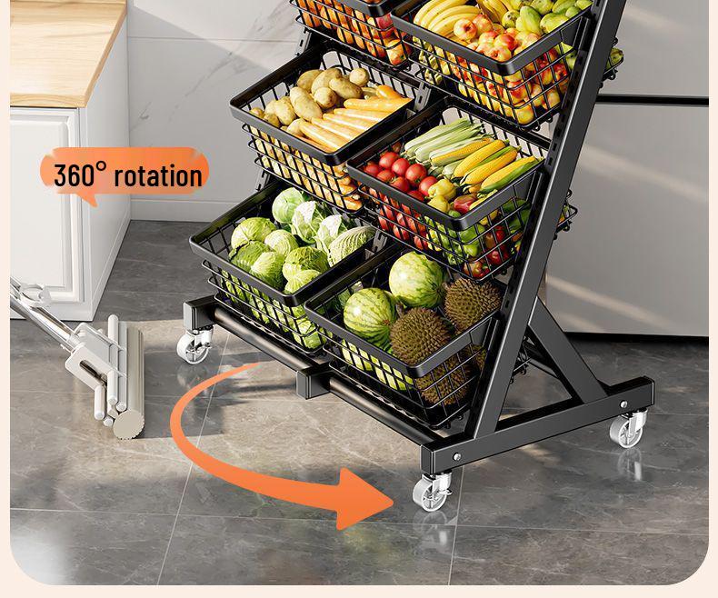 Mehrschichtiges Aufbewahrungsregal mit Rädern für Küche und Wohnzimmer für Gemüse, Obst, Geschirr und Snacks