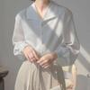 Women's Textured White Shirt - Loose French Style, Spring/Summer 2025