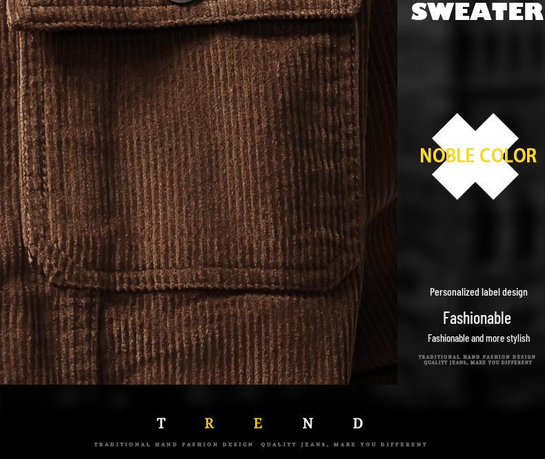 Men's High-End Corduroy Lapel Jacket - Autumn Casual AmeKaji Workwear Outerwear
