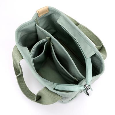 Women Small Bag with Zipper Fashion Lady Single Shoulder Portable Thickened Canvas Mobile Phone Bucket Tote Bag