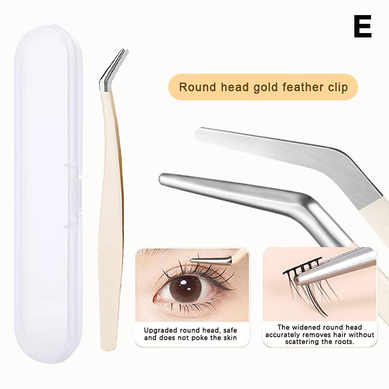False Eyelash Tweezers With Storage Case Non Slip Handle Precision Stainless Steel Tips For Eyelash Extension Home And Salon E