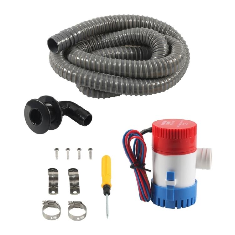 Marine Bilge Pump Hose Kit 1-1/8 Inch with Elbow Thru Hull Scupper & Stainless Steel Clamps for Quick Water Evacuation
