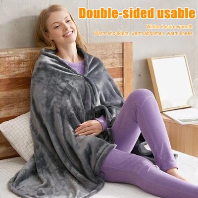 USB Heated Blanket 3 Heat Settings Double Sided Flannel Thermal Blanket Portable Electric Throw for Car Office Home Camping