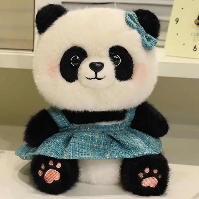 Good Quality Cartoon Panda Plush Toys Cute Elegant Cozy Panda Doll Wearing Princess Dress Sweater Kids Gift Multiple Styles