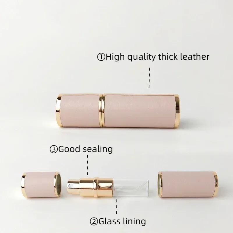 5ml Refillable Spray Atomizer Portable Leather Empty Cosmetic Containers Sub-bottling Fine Mist Perfume Atomizer Cosmetic 1pc