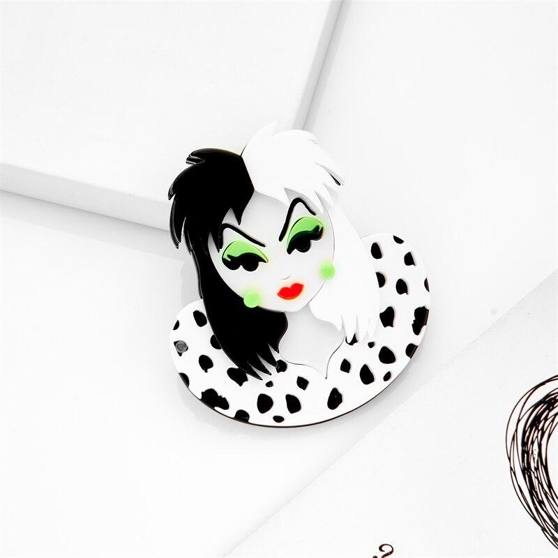 Blucome Mode Acryl Damen Schwarz und Weiß Mädchen Figur Brosche Damen Übertrieben Cartoon Niedlichen Abzeichen Revers Brosche Schmuck