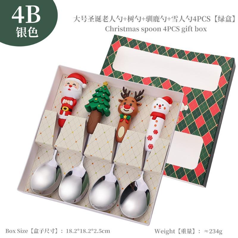 New Christmas Deer Dessert Spoon Set Christmas Tree Spoon Fork Santa Claus Tableware Gift Set Cubiertos De Acero Inoxidable