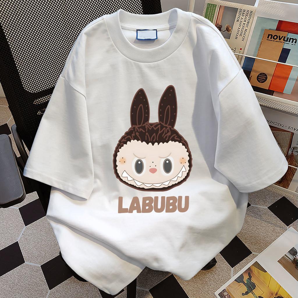 

Новая футболка с принтом LABUBU с коротким рукавом, женский топ с круглым вырезом, милая повседневная модная вещь на каждый день S