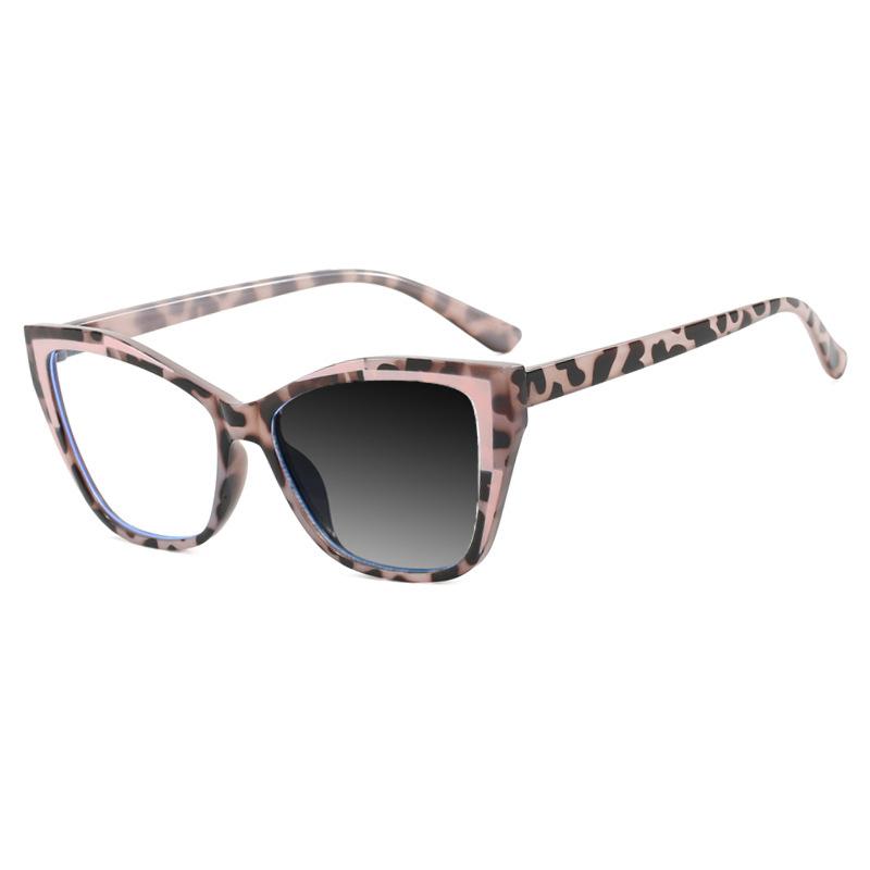 Trendy Cat Eye TR90 Photochromic Reading Glasses for Women Anti Blue Light Hyperopia Prescription Eyewear Color Matching Frame
