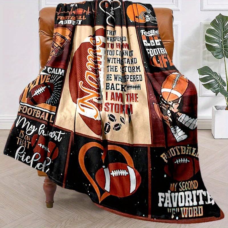 Football Customize Your Name Blanket Warm Comfortable And Soft Blankets Are Suitable For Home Lunch Break Blanket Office Sofa Sofa Gift To Relatives