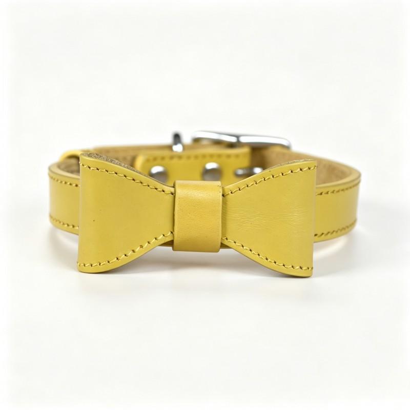 Pet Bow Genuine Leather Dog Collar Small Medium Dogs Multi-color Head Layer Cowhide
