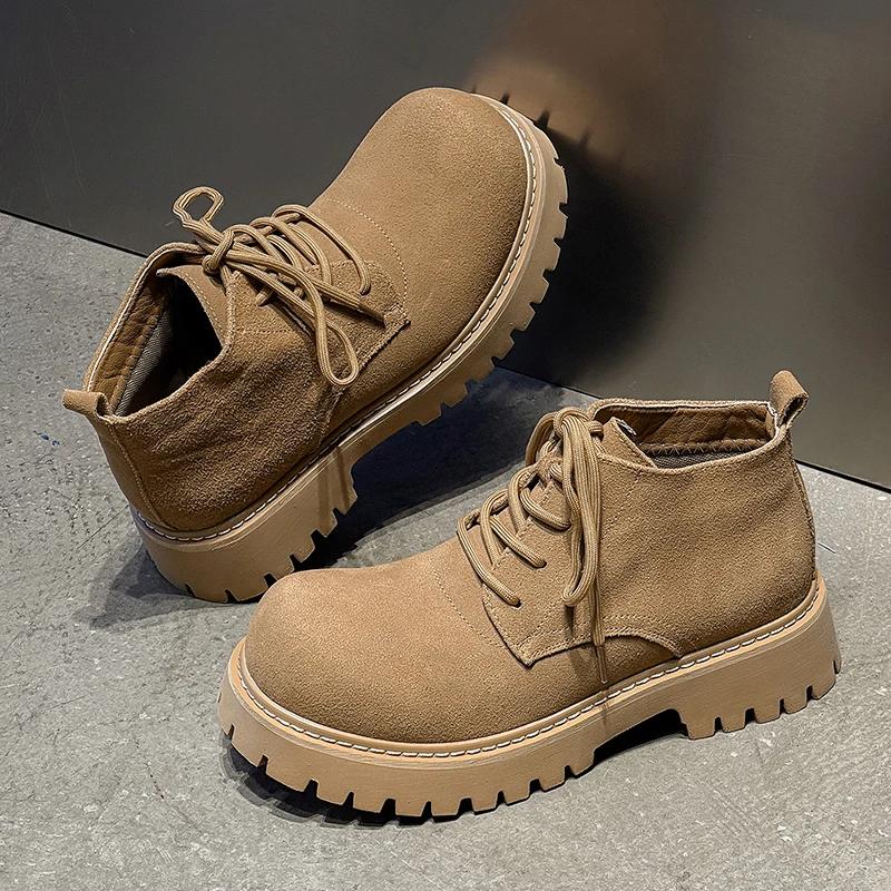 Brand Design Big Size High Quality Square Heel Platform Punk Big Toe Derby British Boot Men Lace-up Ankle Boots Men Shoes