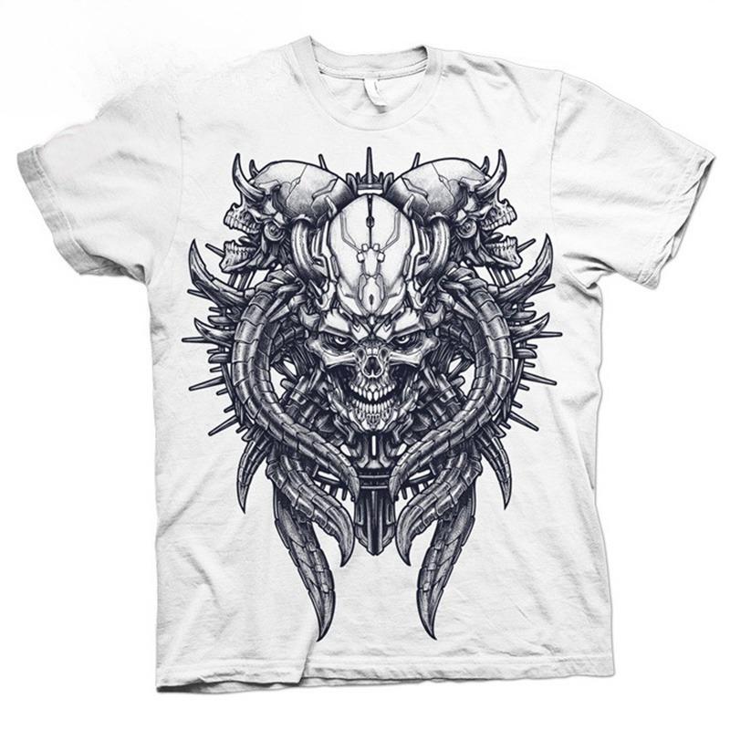 

European and American Metal Rock Band Loose Tshirt Shortsleeved Skull Punk Hiphop Darkhaired Male 4XL