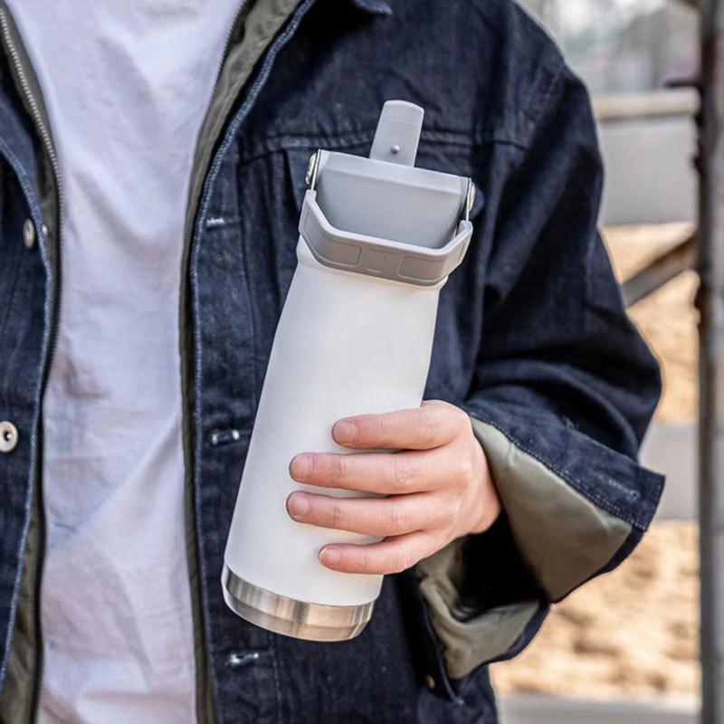 Stainless Steel Vacuum Insulated Travel Mug With Straw Lid 650ml Car Office Gym Outdoor Use