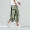 Vintage Harem Joggers Men Calf-Length Pants Streetwear Solid Color Casual Summer Pants Male Harajuku Fashion Trousers