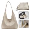 Women Leather Shoulder Bag Fashion Hobo Bag and Clutch Casual 2pcs Shoulder Bag and Handbag Set Satchel Hobo Bag Commuting Bag