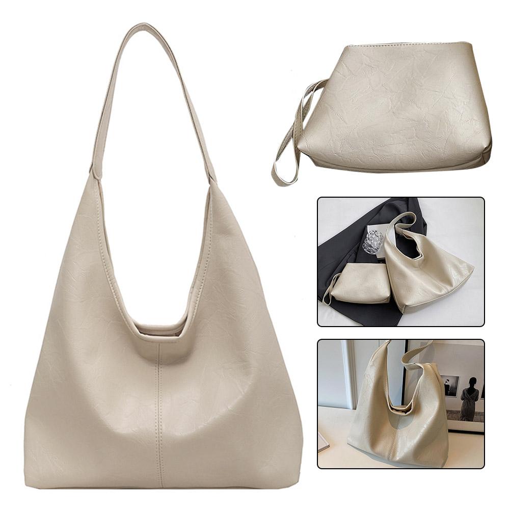 Women Leather Shoulder Bag Fashion Hobo Bag and Clutch Casual 2pcs Shoulder Bag and Handbag Set Satchel Hobo Bag Commuting Bag