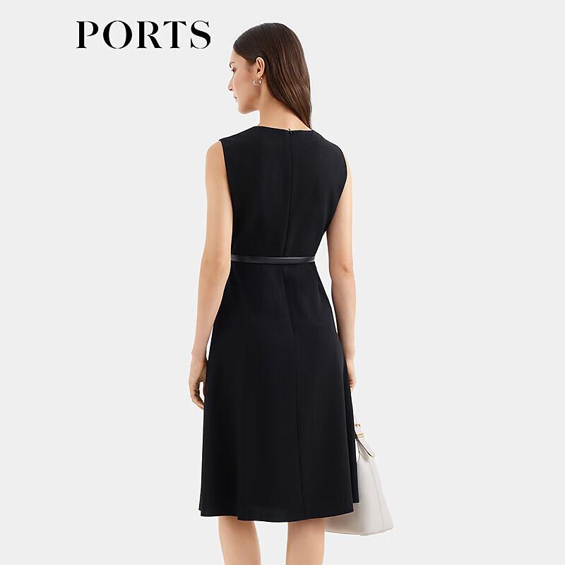 PORTS Black Acetate Gold Lurex Midi Dress