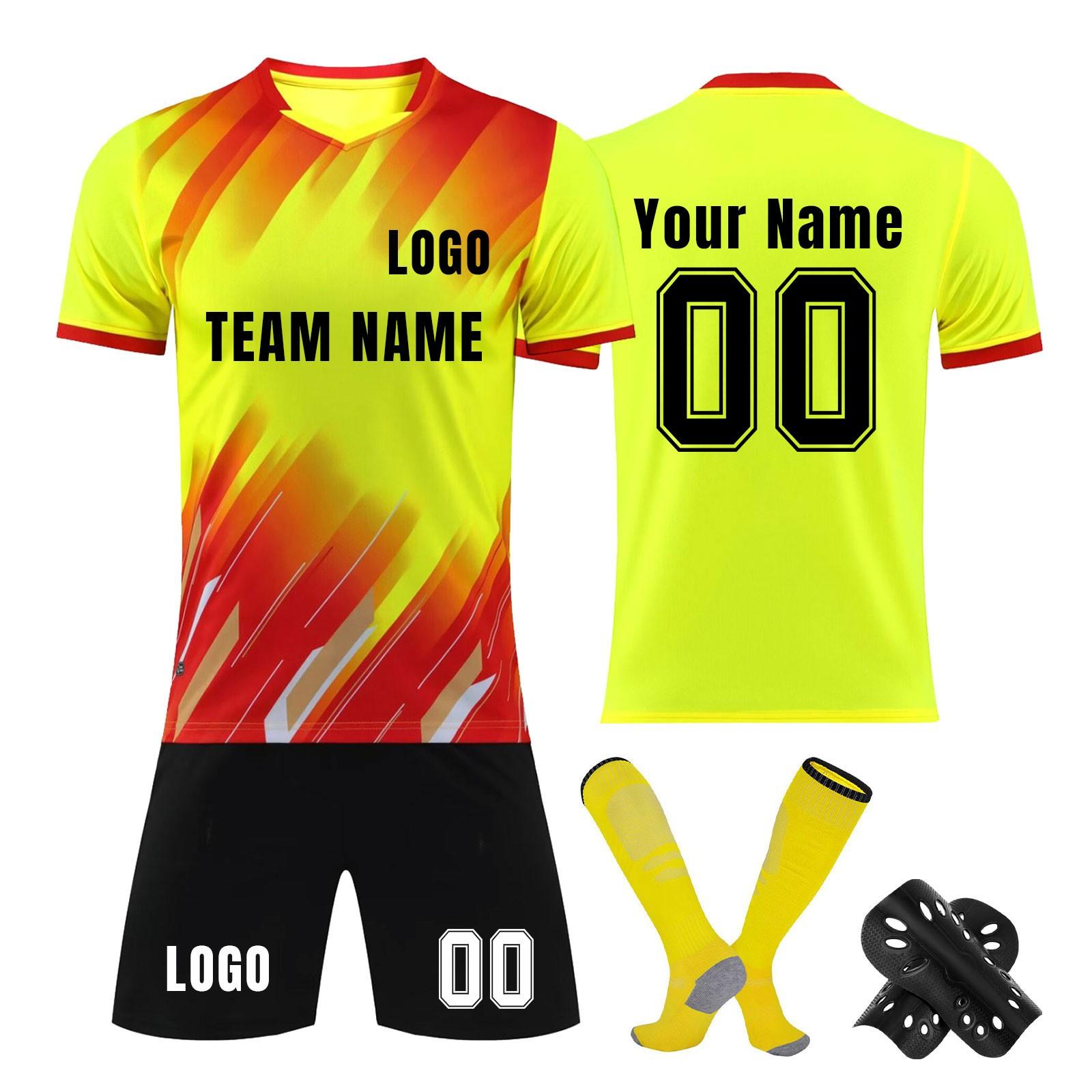 

Комплект персонализированных рубашек для мужчин и девочек с именем и номером, футбольные майки на заказ для мальчиков, тренировочный костюм M жёлтый