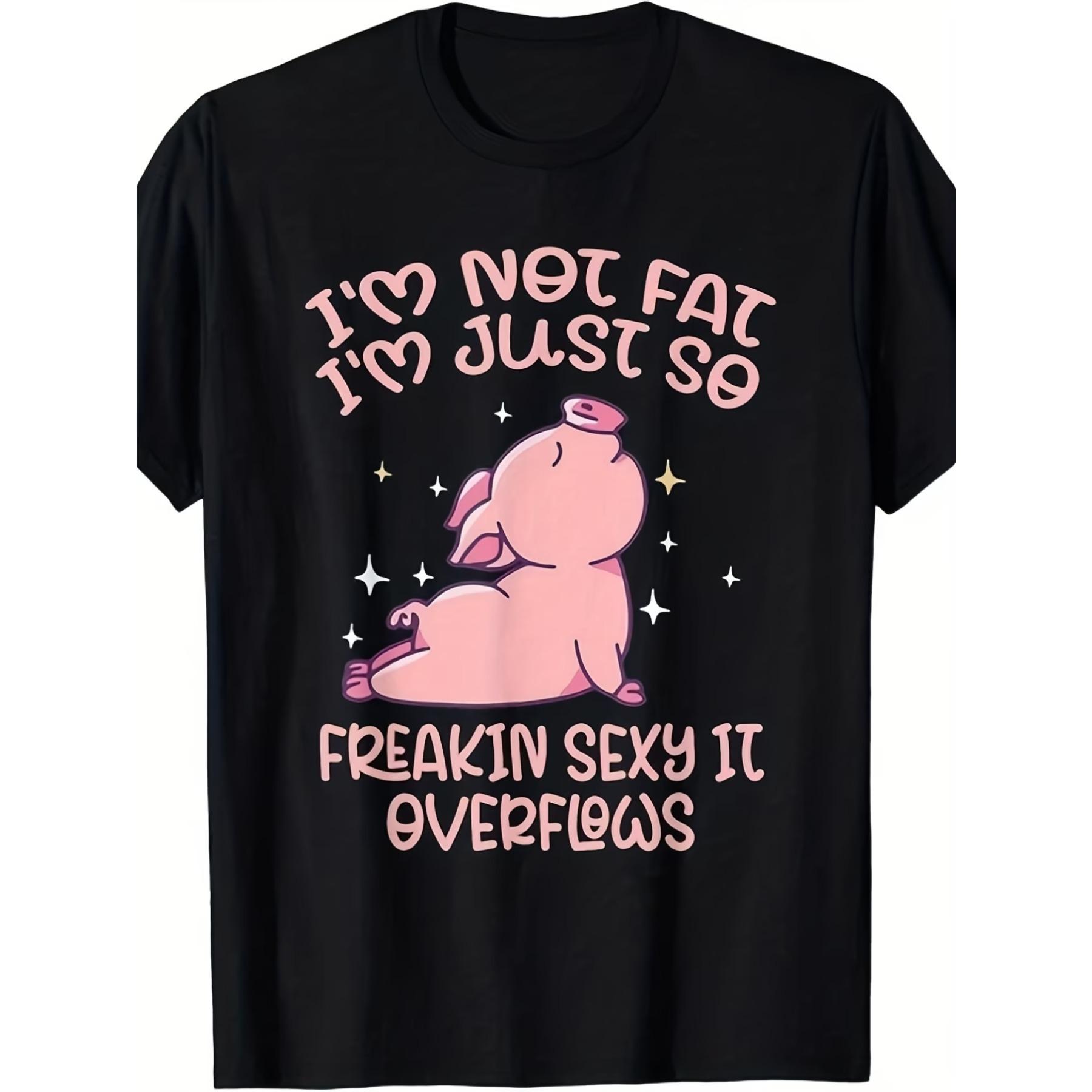 

Funny Not I m Just So Freakin Sexy Slogan with Pig Graphic - Unisex Retro T-Shirt XXL чорний
