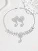 Bride Water Drop & Leaf Zirconia Wedding Jewelry Set: Elegant Necklace & Earrings for Women