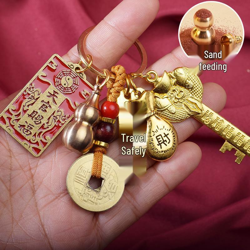 Breloc Pandantiv Cheie de Aur Anul Zodiacal Chinezesc 2026 - Ornament Tian Guan Ci Fu Taoist