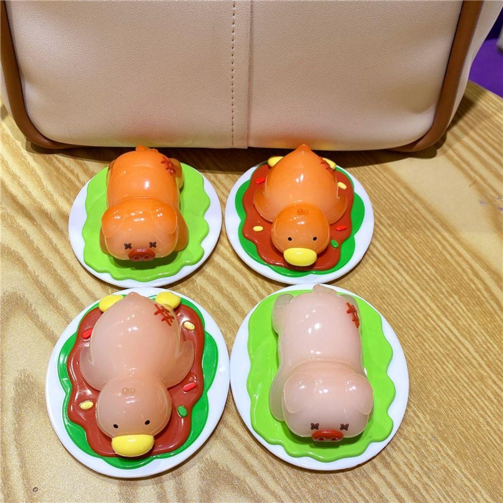 Pig Roast Duck Decoration PVC Color Changing Duck Figurine Uv Color Change Ornament  Desk Balcony