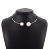 Korean Style Large Pearls Necklace Gold and Silver Open Collar Necklace Heart Collar Choker  Gift