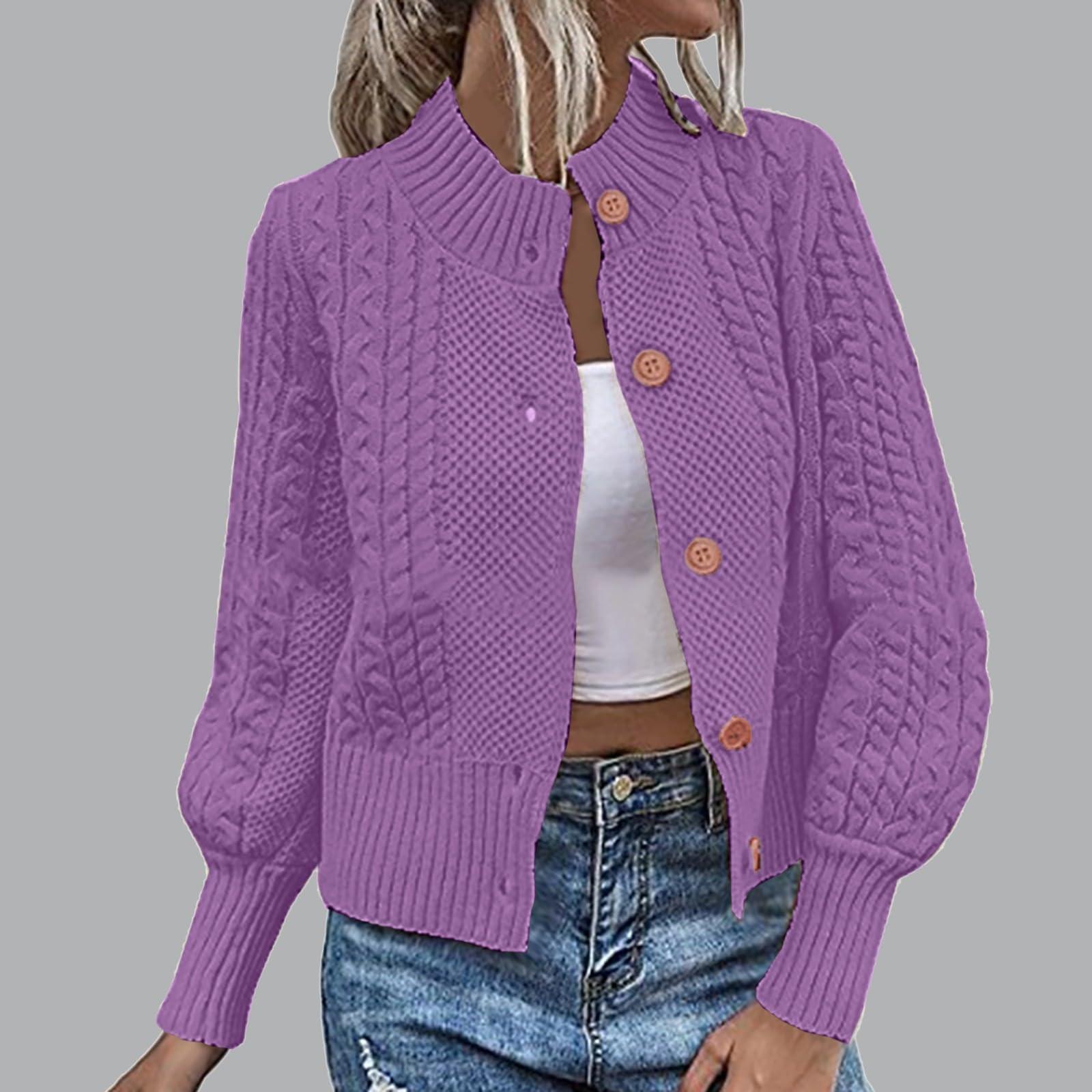 

Женский модный кардиган с длинным рукавом, однобортный свитер, облегающее короткое платье, трикотажная куртка XL фиолетовый