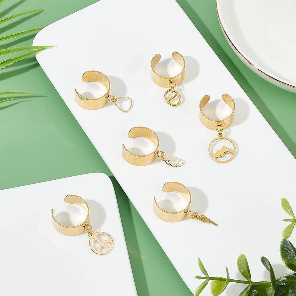DIY Charm Cuff Ring Making Kit Including Stainless Steel Open Ring Findings