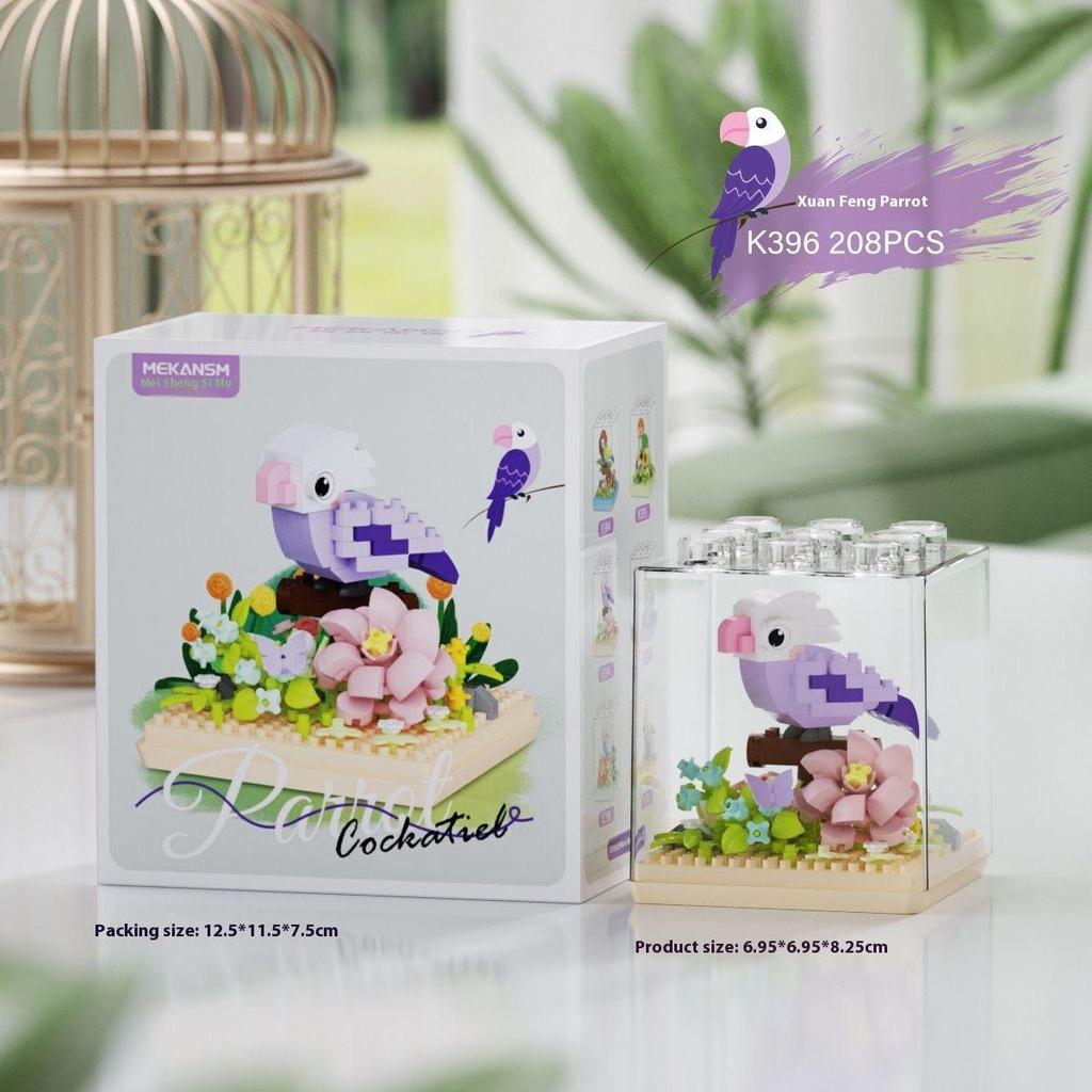 Creative Building Blocks Cute Parrot Bird Acrylic Box Art Toys Gift For Children For Girls