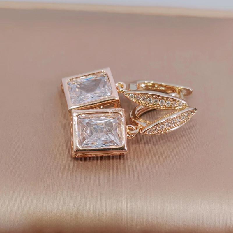 Rechteckige Weiße Kristall Zirkon Ohrringe für Frauen 2023 Neue Gold Farbe Ohrring Fashion Party Schmuck Zubehör