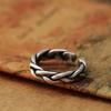 Adjustable Open Ring Men Women Vintage Woven Twisted Copper Band Retro Boho Style Statement Jewelry