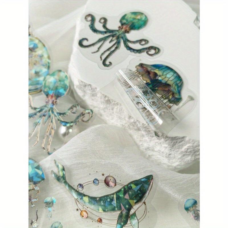 1 Opakowanie 20 Arkuszy Dekoracyjnych Naklejek Ośmiornice i Meduzy z Nadrukiem Foliowym