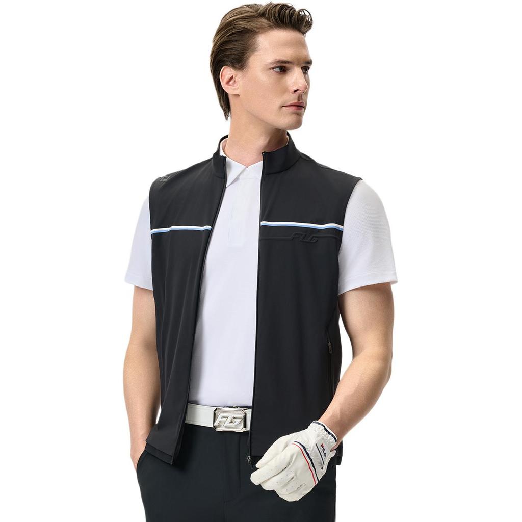 FILA Golf Series SS25 Comfortable Sports Sun Protection Stand Collar Vest Men Vests Deep-Black A11M525501F-BK